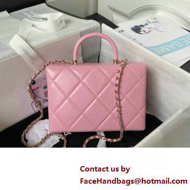 Chanel Quilted Shiny Calfskin  &  Gold-Tone Metal Small box Bag AS4470 Pink 2023